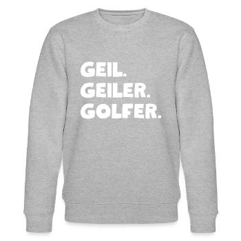 Geil. Geiler. Golfer - Stanley/Stella Unisex Bio-Sweatshirt CHANGER  - Grau meliert - Vorne - Nik (191cm) & Marisol (170cm)