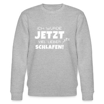 Ich würde jetzt viel lieber schlafen! - Stanley/Stella Unisex Bio-Sweatshirt CHANGER  - Grau meliert - Vorne - Nik (191cm) & Marisol (170cm)