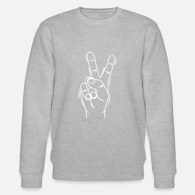 Handdrawn Peace Hand - Stanley/Stella Unisex Bio-Sweatshirt CHANGER - Grau meliert