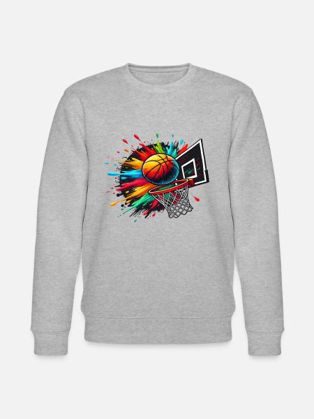 Farverig Basketball Tie Dye Farve Splash Hoop Net - Stanley/Stella økologisk unisex-sweatshirt CHANGER  - grå meleret