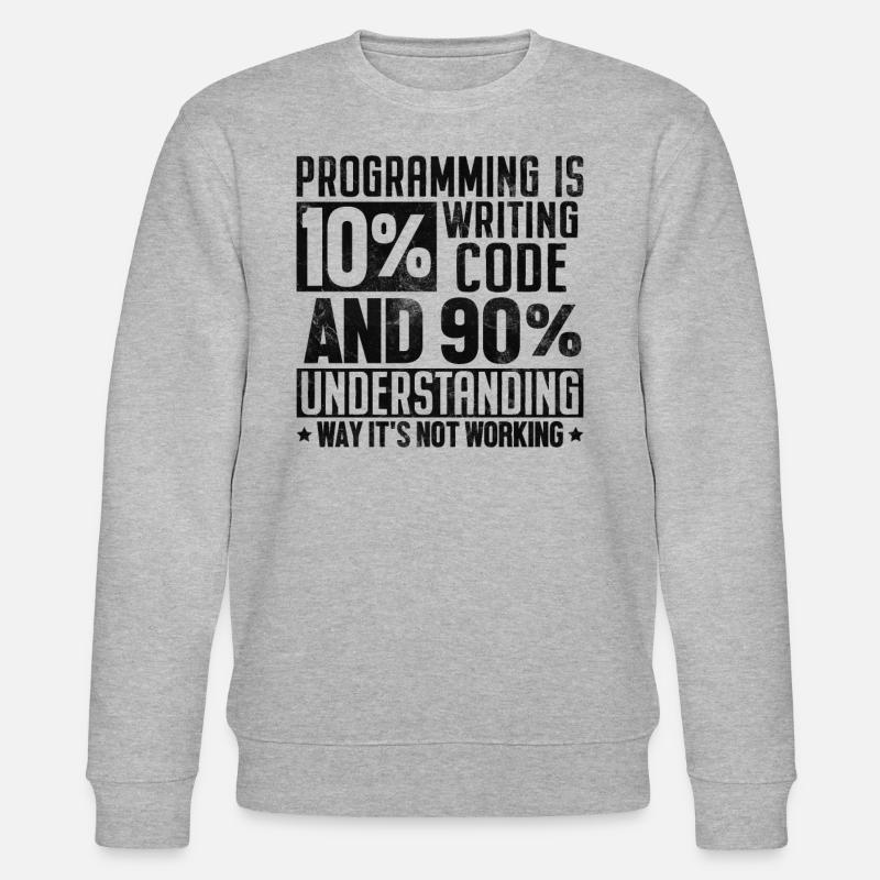 Rolig, Programmering, Kodning, Humor, Utvecklare, Dator - Ekologisk sweatshirt CHANGER unisex från Stanley/Stella - gråmelerad