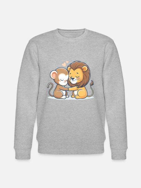 Abrazando al mono y al león enamorados - Sudadera ecológica unisex CHANGER de Stanley/Stella - gris jaspeado