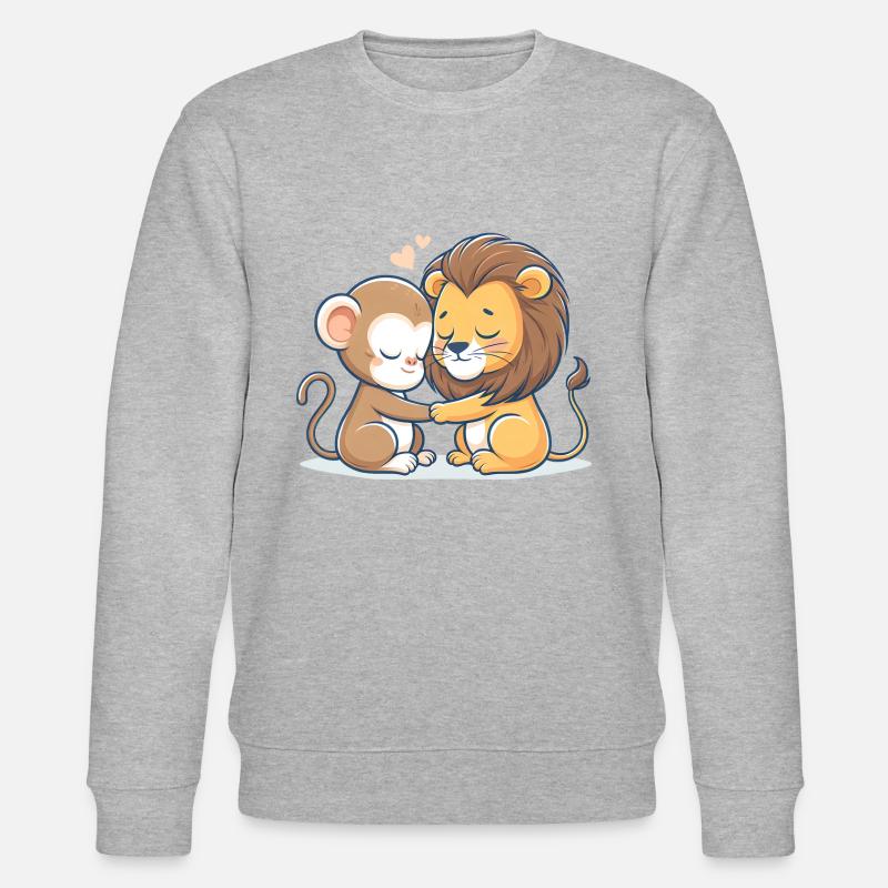 Câlin Singe Et Lion Amoureux - Sweat bio CHANGER Stanley/Stella Unisexe - gris chiné