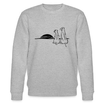 2 Rhodesian Ridgebacks - Stanley/Stella Unisex Bio-Sweatshirt CHANGER  - Grau meliert - Vorne - Nik (191cm) & Marisol (170cm)