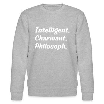 Intelligent. Charmant. Philosoph - Stanley/Stella Unisex Bio-Sweatshirt CHANGER  - Grau meliert - Vorne - Nik (191cm) & Marisol (170cm)