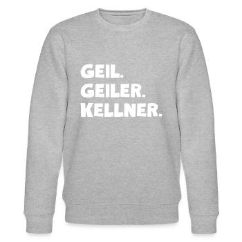 Geil. Geiler. Kellner - Stanley/Stella Unisex Bio-Sweatshirt CHANGER  - Grau meliert - Vorne - Nik (191cm) & Marisol (170cm)