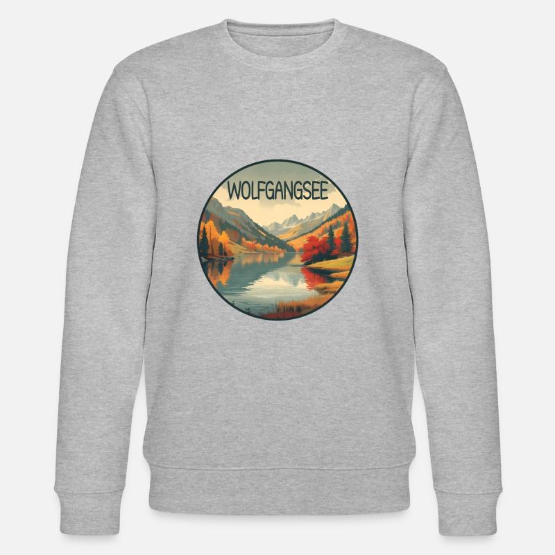 Wolfgangsee retro bergsee - Stanley/Stella Unisex Bio-Sweatshirt CHANGER  - Grau meliert