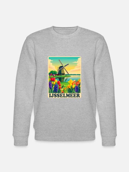 Ijsselmeer Holland Windmill - Stanley/Stella CHANGER Unisex Organic Sweatshirt - heather grey