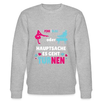 Kunstturnen Gender Reveal Turnen - Stanley/Stella Unisex Bio-Sweatshirt CHANGER  - Grau meliert - Vorne - Nik (191cm) & Marisol (170cm)