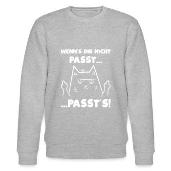 Katze Sarkasmus - Stanley/Stella Unisex Bio-Sweatshirt CHANGER  - Grau meliert - Vorne - Nik (191cm) & Marisol (170cm)