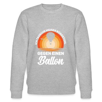 Retro Ballonfahrer Heißluftballonflug - Stanley/Stella Unisex Bio-Sweatshirt CHANGER  - Grau meliert - Vorne - Nik (191cm) & Marisol (170cm)