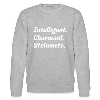 Intelligent. Charmant. Steinmetz - Stanley/Stella Unisex Bio-Sweatshirt CHANGER  - Grau meliert - Vorne - Nik (191cm) & Marisol (170cm)