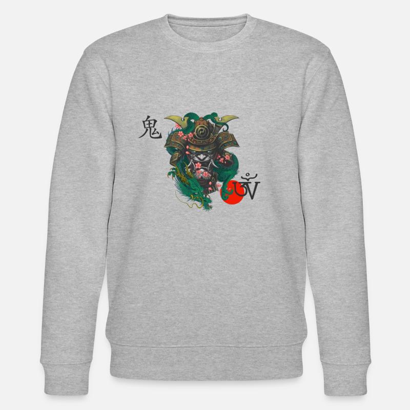 Dämon Kabuto Oni Drache - Stanley/Stella Unisex Bio-Sweatshirt CHANGER  - Grau meliert