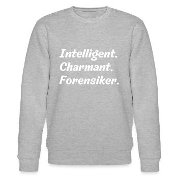 Intelligent. Charmant. Forensiker - Stanley/Stella Unisex Bio-Sweatshirt CHANGER  - Grau meliert - Vorne - Nik (191cm) & Marisol (170cm)