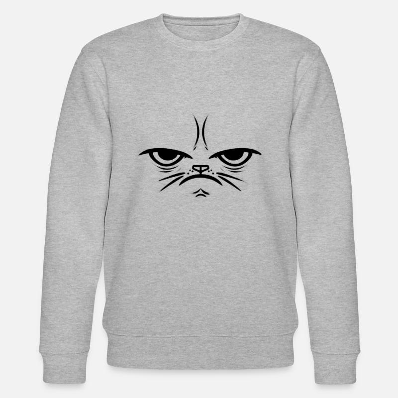 Crumpy Cat - Geschenk Geschenkidee Gesicht - Stanley/Stella Unisex Bio-Sweatshirt CHANGER  - Grau meliert