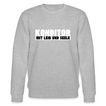 Konditor mit Leib und Seele - Stanley/Stella Unisex Bio-Sweatshirt CHANGER  - Grau meliert - Vorne - Nik (191cm) & Marisol (170cm)