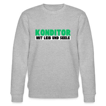 Konditor mit Leib und Seele - Stanley/Stella Unisex Bio-Sweatshirt CHANGER  - Grau meliert - Vorne - Nik (191cm) & Marisol (170cm)