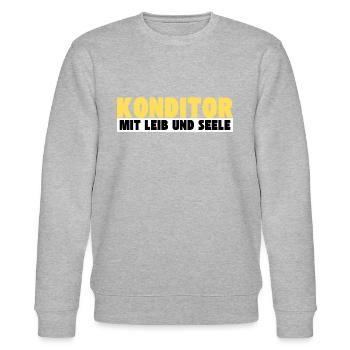 Konditor mit Leib und Seele - Stanley/Stella Unisex Bio-Sweatshirt CHANGER  - Grau meliert - Vorne - Nik (191cm) & Marisol (170cm)