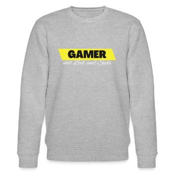 Gamer mit Leib und Seele - Stanley/Stella Unisex Bio-Sweatshirt CHANGER  - Grau meliert - Vorne - Nik (191cm) & Marisol (170cm)