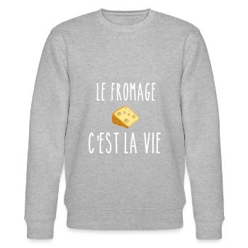 LE FROMAGE C EST LA VIE - TEE SHIRT HUMOUR - Sweat bio CHANGER Stanley/Stella Unisexe - gris chiné - Devant - Nik (191cm) & Marisol (170cm)