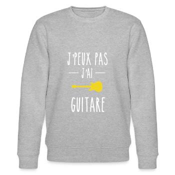 J PEUX PAS J AI GUITARE (JAUNE) - Sweat bio CHANGER Stanley/Stella Unisexe - gris chiné - Devant - Nik (191cm) & Marisol (170cm)