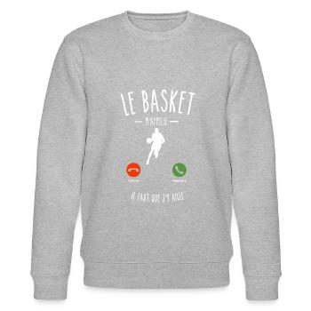 LE BASKET M'APPELLE IL FAUT QUE J'Y AILLE - Sweat bio CHANGER Stanley/Stella Unisexe - gris chiné - Devant - Nik (191cm) & Marisol (170cm)