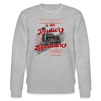 Routier légendaire cadeau chauffeur poids lourd - Sweat bio CHANGER Stanley/Stella Unisexe - gris chiné - Devant - Nik (191cm) & Marisol (170cm)
