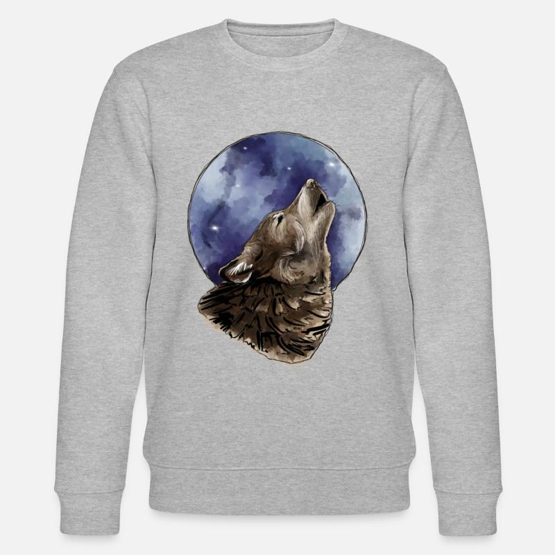 Wolf und Mond - Stanley/Stella Unisex Bio-Sweatshirt CHANGER  - Grau meliert