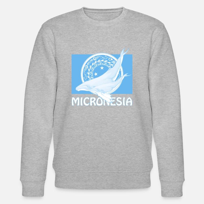 Flagge Mikronesiens und Buckelwale - Stanley/Stella Unisex Bio-Sweatshirt CHANGER  - Grau meliert