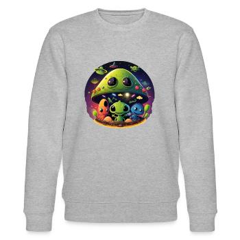Children UFO Alien Around Aliens - Stanley/Stella CHANGER Unisex Organic Sweatshirt - heather grey - Front - Nik (191cm) & Marisol (170cm)