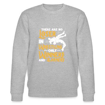 Wrestling Wrestler Fight Wrestling Ringer Gift - Stanley/Stella CHANGER Unisex Organic Sweatshirt - heather grey - Front - Nik (191cm) & Marisol (170cm)