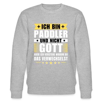 Ich bin Paddler und nicht Gott - Stanley/Stella Unisex Bio-Sweatshirt CHANGER  - Grau meliert - Vorne - Nik (191cm) & Marisol (170cm)