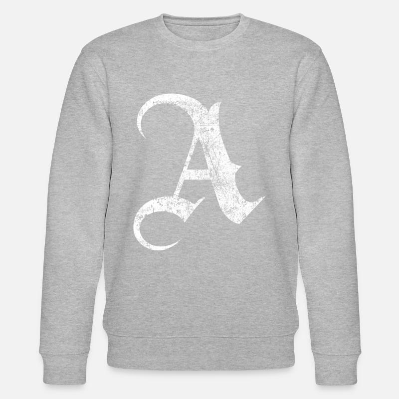 Tshirt alphabet initiale A - Sweat bio CHANGER Stanley/Stella Unisexe - gris chiné