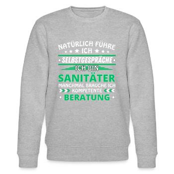 Ich führe Selbstgespräche - Sanitäter Edition - Stanley/Stella Unisex Bio-Sweatshirt CHANGER  - Grau meliert - Vorne - Nik (191cm) & Marisol (170cm)