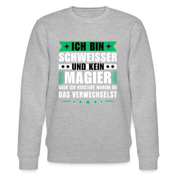 Ich bin Schweißer und kein Magier - Stanley/Stella Unisex Bio-Sweatshirt CHANGER  - Grau meliert - Vorne - Nik (191cm) & Marisol (170cm)