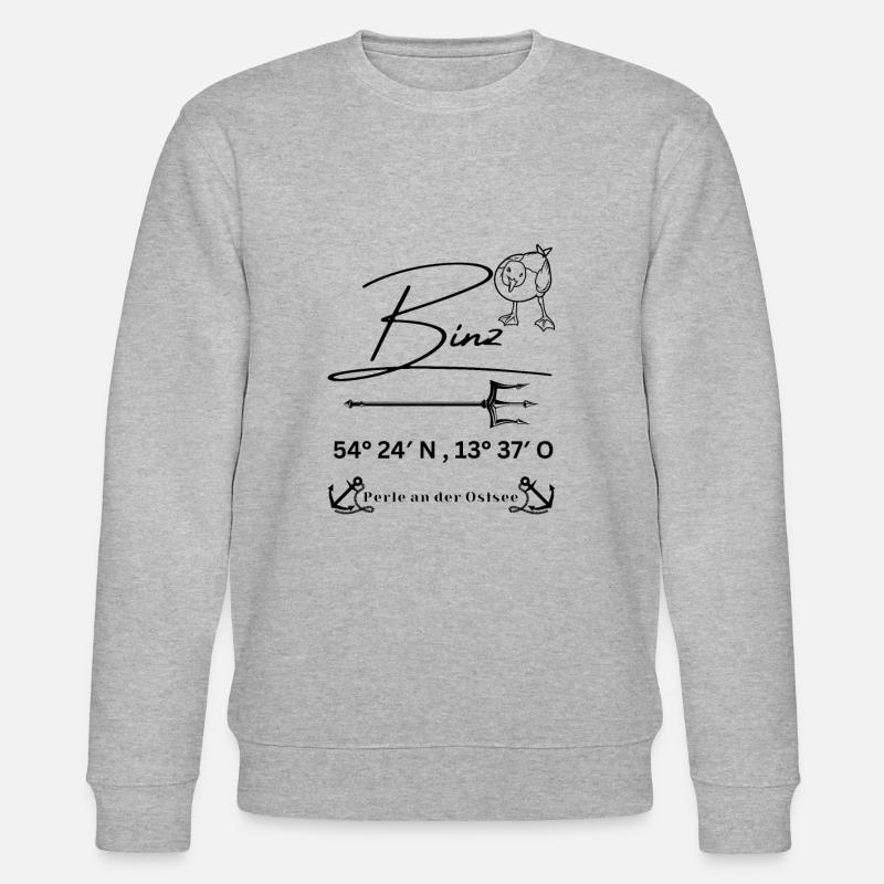 Binz-Möwe-Anker-Ostsee-Koordinaten - Stanley/Stella Unisex Bio-Sweatshirt CHANGER  - Grau meliert