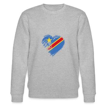 Grungy Ich liebe Republik Kongo-Herz-Flagge - Stanley/Stella Unisex Bio-Sweatshirt CHANGER  - Grau meliert - Vorne - Nik (191cm) & Marisol (170cm)