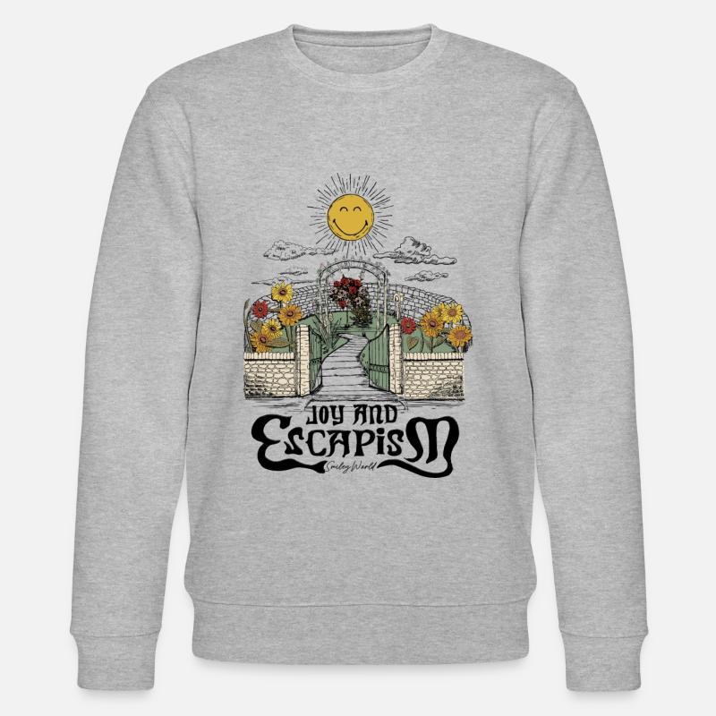 SmileyWorld Blühender Garten Mit Lächelnder Sonne - Stanley/Stella Unisex Bio-Sweatshirt CHANGER  - Grau meliert