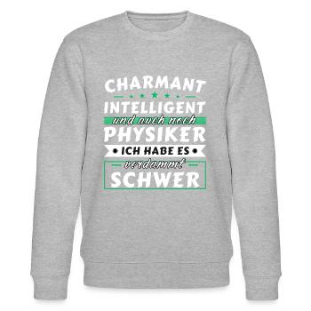 Charmant und intelligent - Physiker Edition - Stanley/Stella Unisex Bio-Sweatshirt CHANGER  - Grau meliert - Vorne - Nik (191cm) & Marisol (170cm)