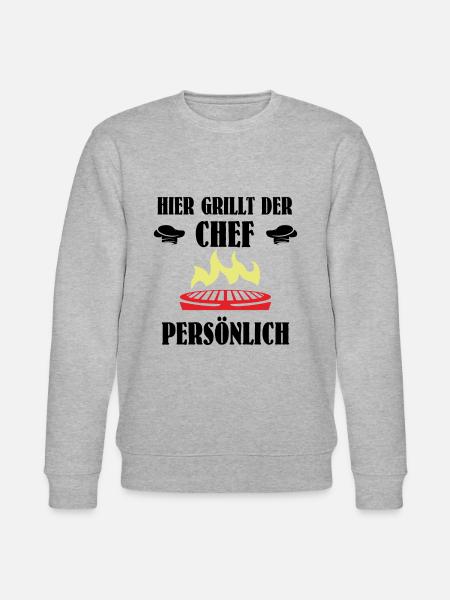 Hier Grillt Der Chef Persönlich - Grillmeister BBQ - Stanley/Stella Unisex Bio-Sweatshirt CHANGER - Grau meliert