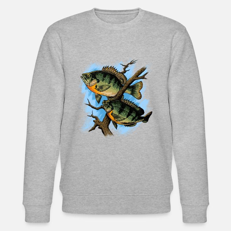 Bluegill Illustration Angeln Pullover Design - Stanley/Stella Unisex Bio-Sweatshirt CHANGER  - Grau meliert