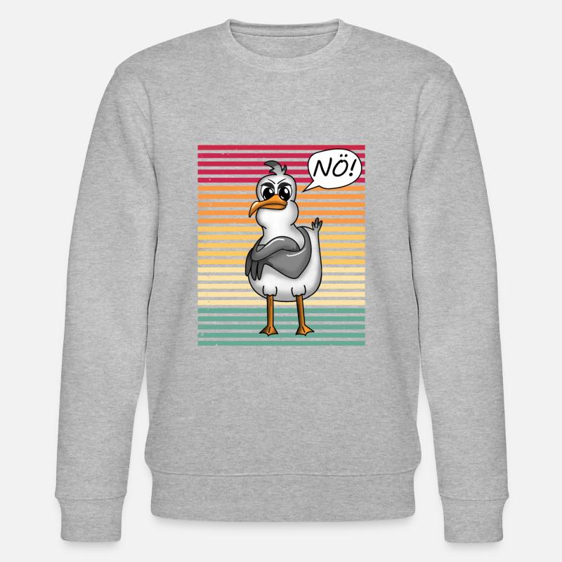 PLATTDEUTSCHER SPRUCH MIT MÖWE - Stanley/Stella Unisex Bio-Sweatshirt CHANGER  - Grau meliert