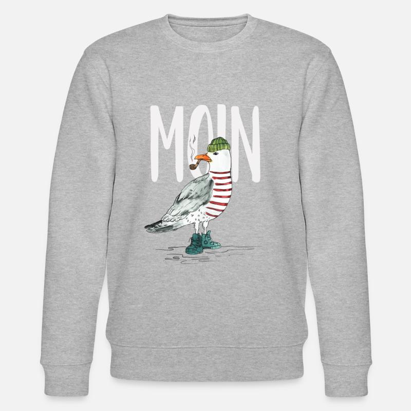 PLATTDEUTSCHER SPRUCH MIT MÖWE - Stanley/Stella Unisex Bio-Sweatshirt CHANGER  - Grau meliert