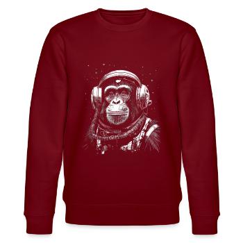 Astronaut Affe Weltraum Erkundung Abenteuer - Stanley/Stella Unisex Bio-Sweatshirt CHANGER  - Burgunderrot - Vorne - Nik (191cm) & Marisol (170cm)