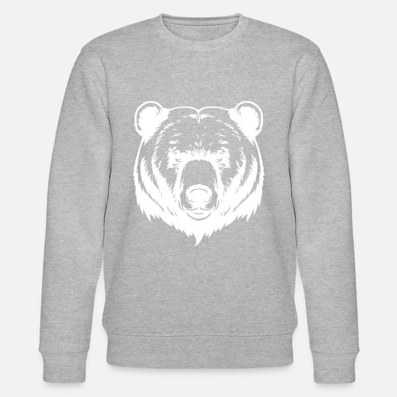 Bär Grizzly Kopf - Stanley/Stella Unisex Bio-Sweatshirt CHANGER - Grau meliert