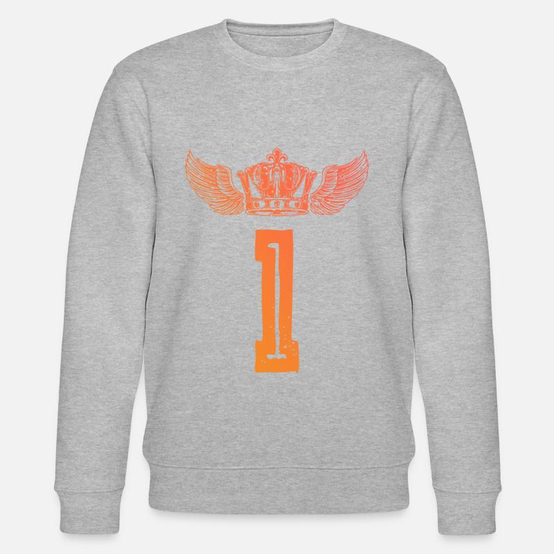 1 Zahl Krone - Stanley/Stella Unisex Bio-Sweatshirt CHANGER  - Grau meliert