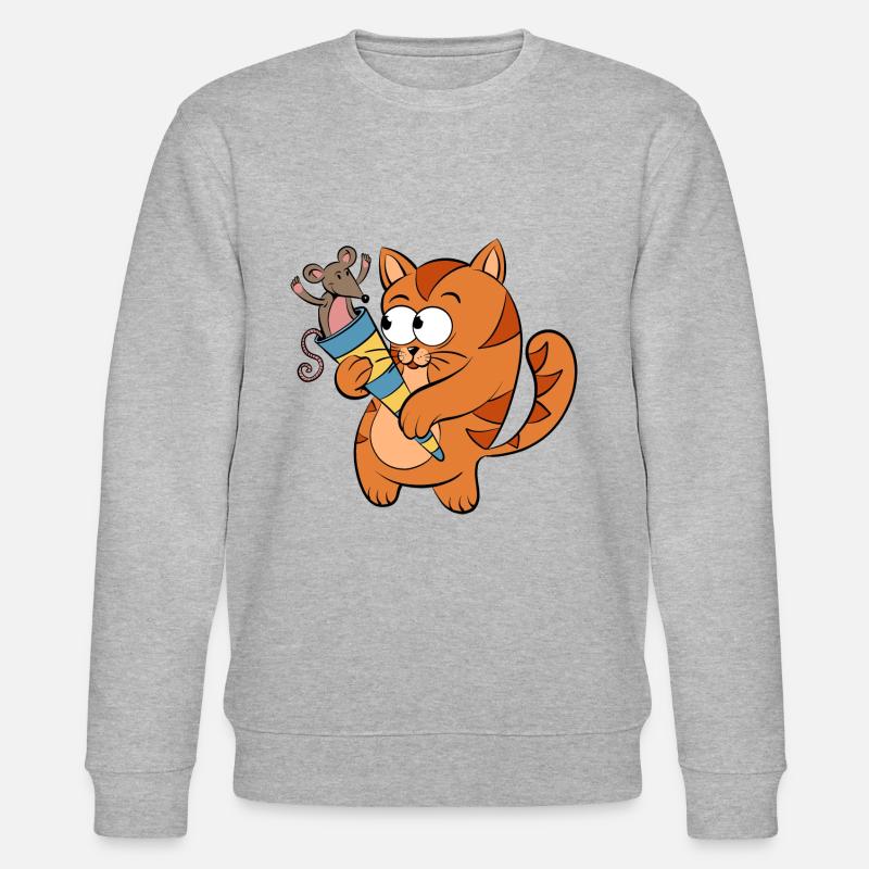 Kleines Schulanfännger Kätzchen - Stanley/Stella Unisex Bio-Sweatshirt CHANGER  - Grau meliert