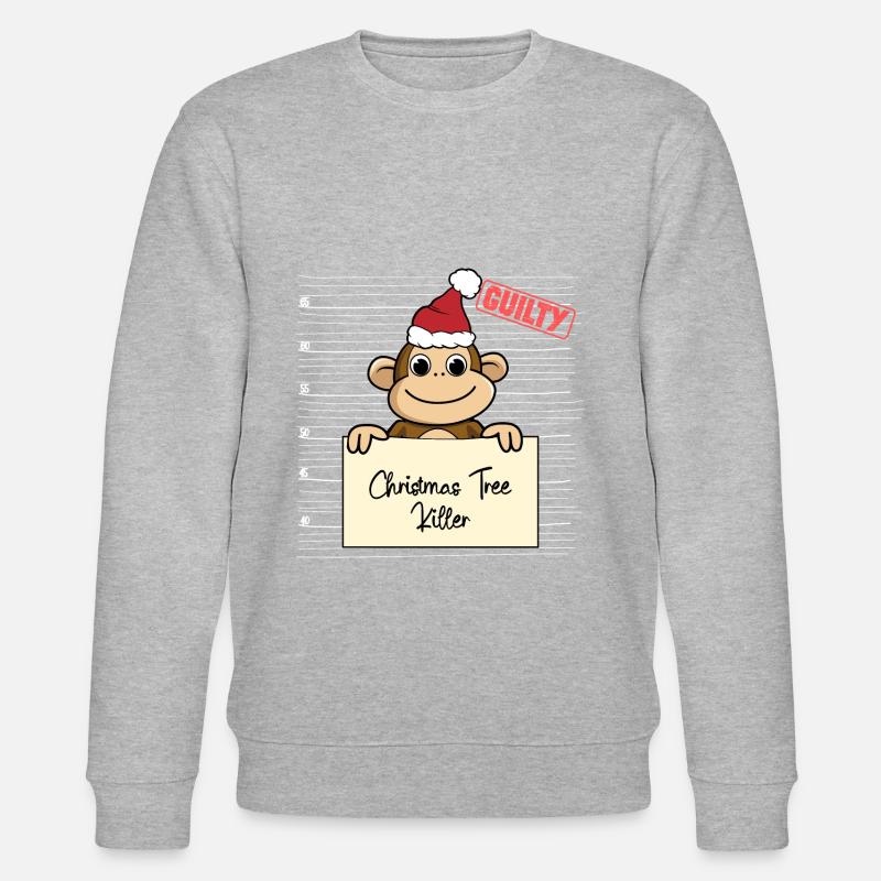 Weihnachtsbaum Umschubser Affe - Stanley/Stella Unisex Bio-Sweatshirt CHANGER  - Grau meliert