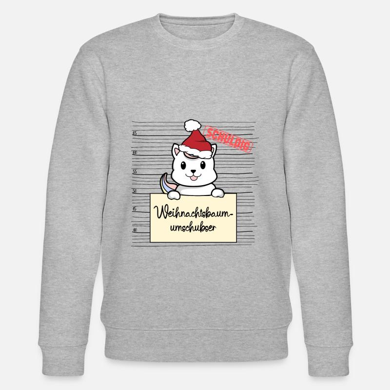 Weihnachtsbaum Umschubser Einhorn Katze - Stanley/Stella Unisex Bio-Sweatshirt CHANGER  - Grau meliert