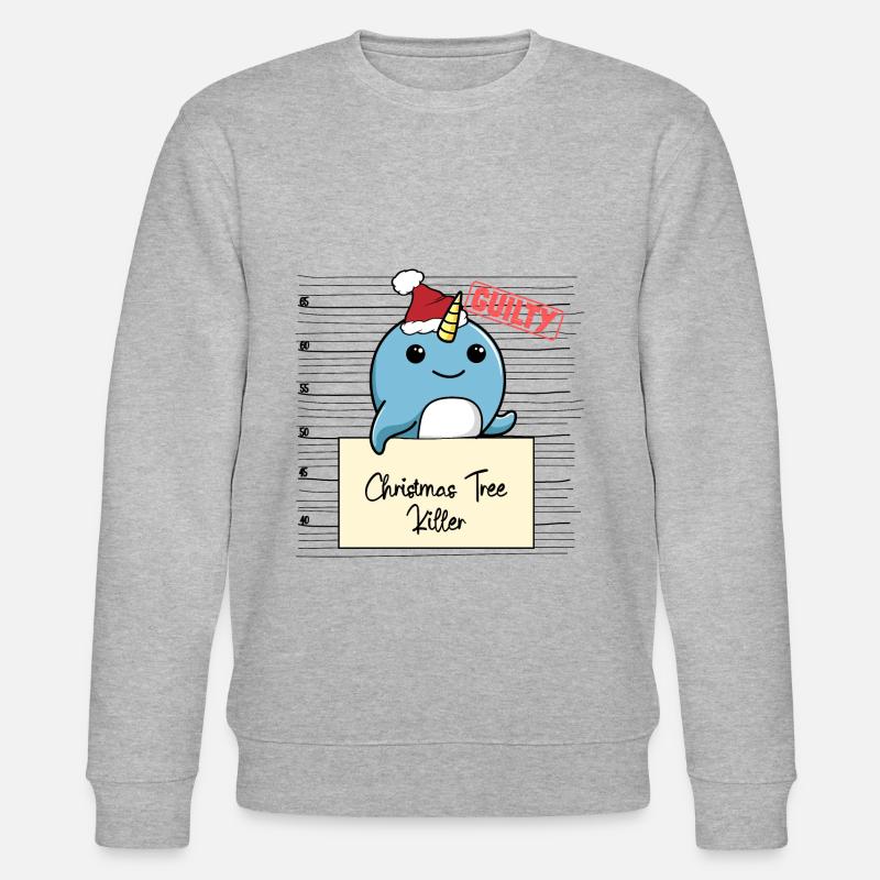 Weihnachtsbaum Umschubser Narwal - Stanley/Stella Unisex Bio-Sweatshirt CHANGER  - Grau meliert